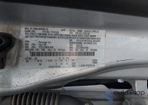 2016 Ford Focus Se из США, поврежденный, VIN 1FADP3K22GL283402